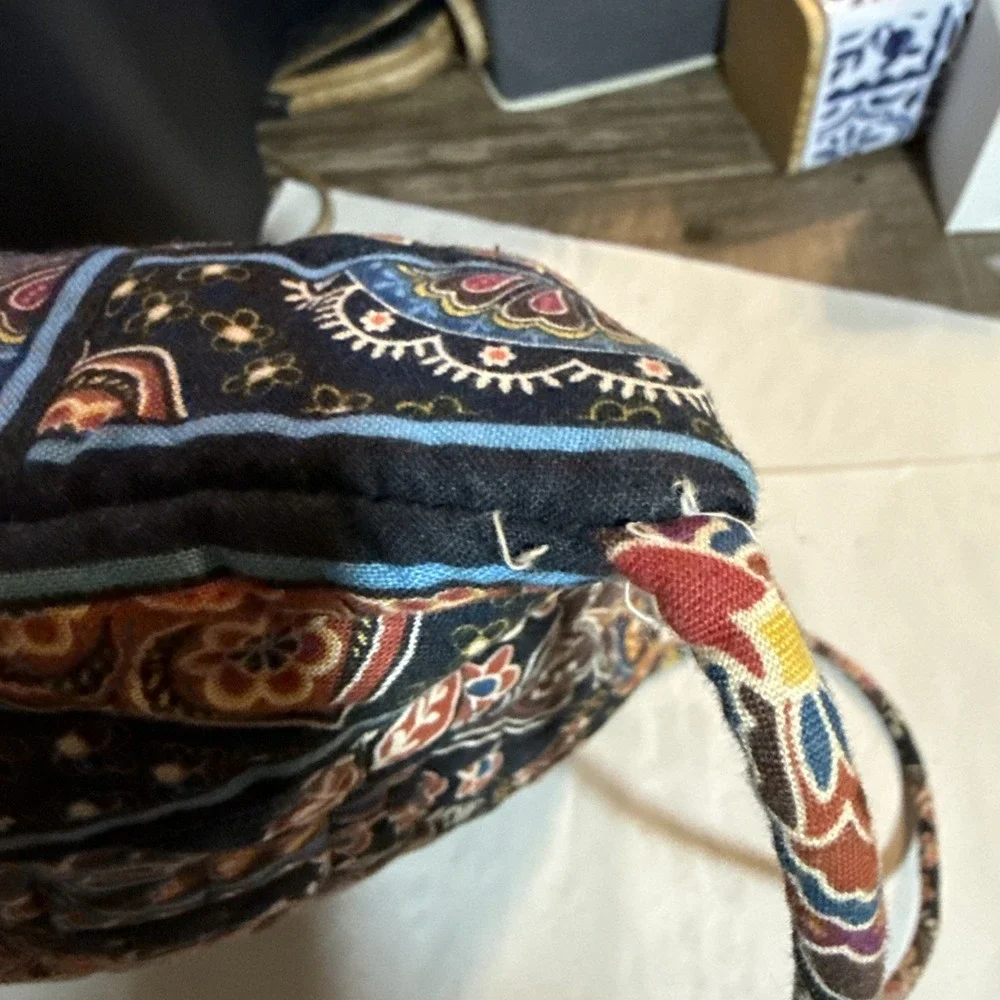 Vera Bradley Kensington Quilted Drawstring Backpack Tote Bag Purse Brown Paisley